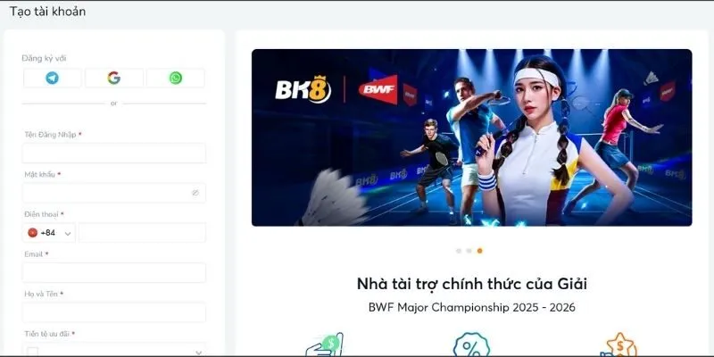 Các bước đăng ký BK8 trên điện thoại di động