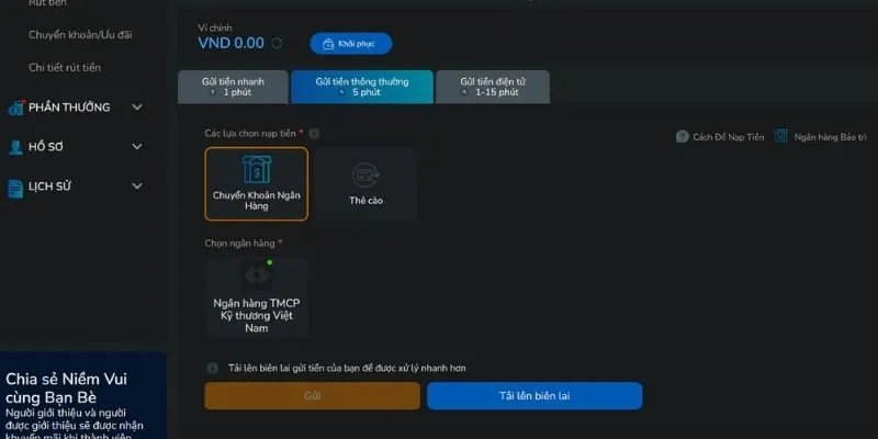 Quy trình nạp tiền BK8 chuẩn hoá với 4 bước